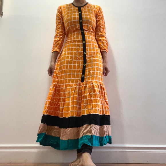 YELLOW VISCOSE MAXI DRESS - Picture 1 of 6